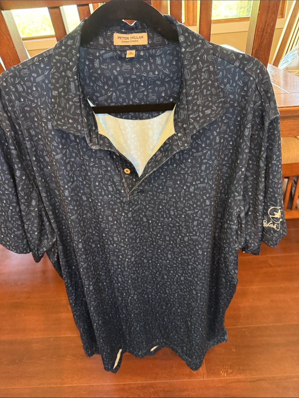 Peter Millar Navy Micro-Print Polo Shirt Witch hollow golf